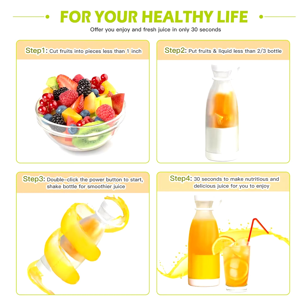 Compact USB Rechargeable 6-Blade Fruit Blender and Smoothie Maker