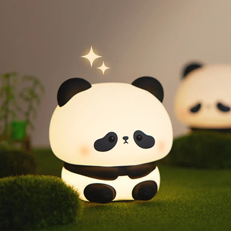Panda LED Night Light - Silicone Touch Lamp, USB Rechargeable, Bedroom Decorative Timer for Children