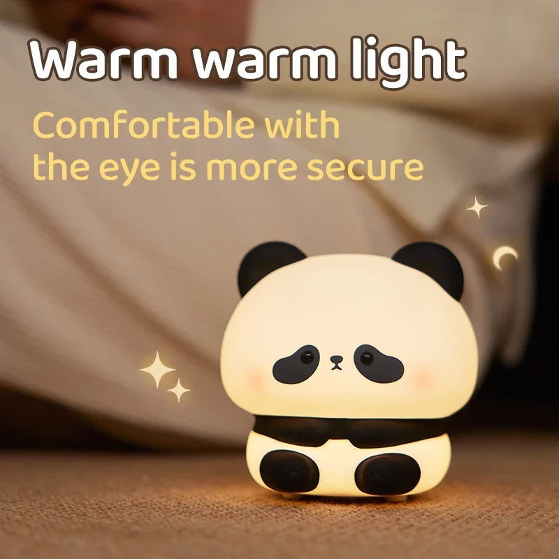 Panda LED Night Light - Silicone Touch Lamp, USB Rechargeable, Bedroom Decorative Timer for Children