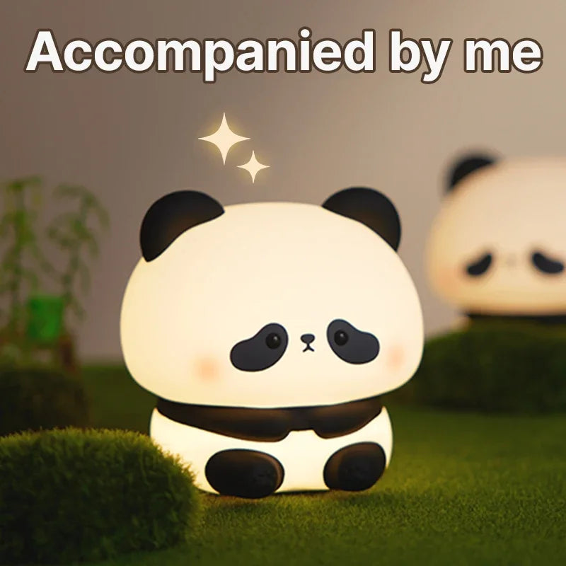 Panda LED Night Light - Silicone Touch Lamp, USB Rechargeable, Bedroom Decorative Timer for Children
