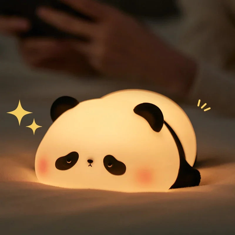 Panda LED Night Light - Silicone Touch Lamp, USB Rechargeable, Bedroom Decorative Timer for Children